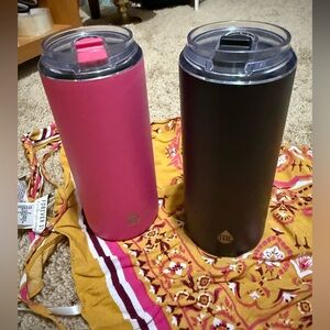 Set of Two Stainless Travel Tumblers - Pink and Black